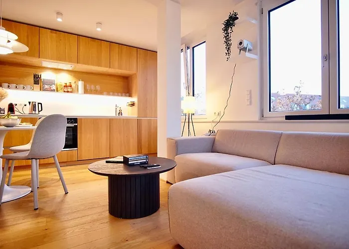 2,5 Zi Design Near Porsche Museum With Beamer, Netflix, Ps5 Apartment